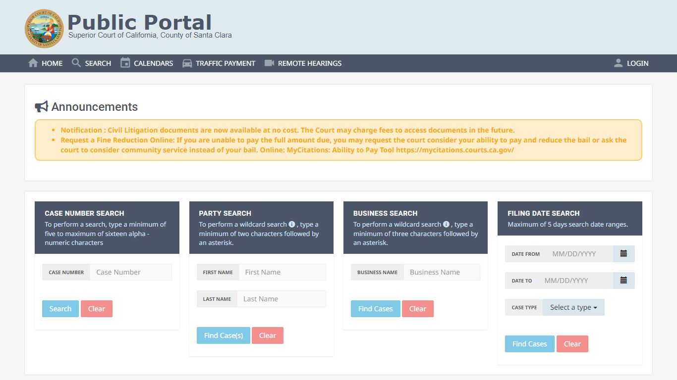 Public Portal - Superior Court of California, County of ...